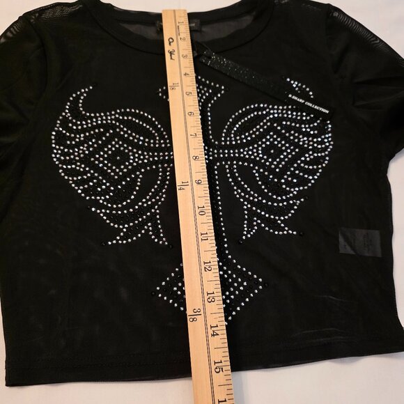 Women's sheer long sleeve crop-top blouse from the B Sharp Collection. Size S. - Picture 5 of 8